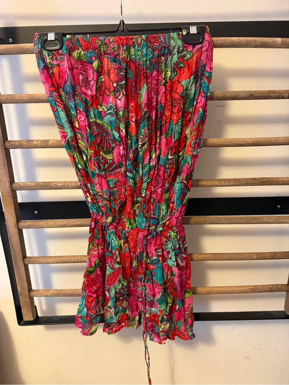 Floral Pink & Teal Elastic Waisted Beach Cover Up